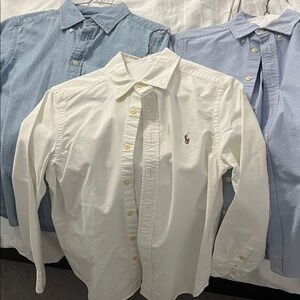 3 piece Polo by Ralph Lauren White and Blue Boy Button down
Shirts size 10/12.